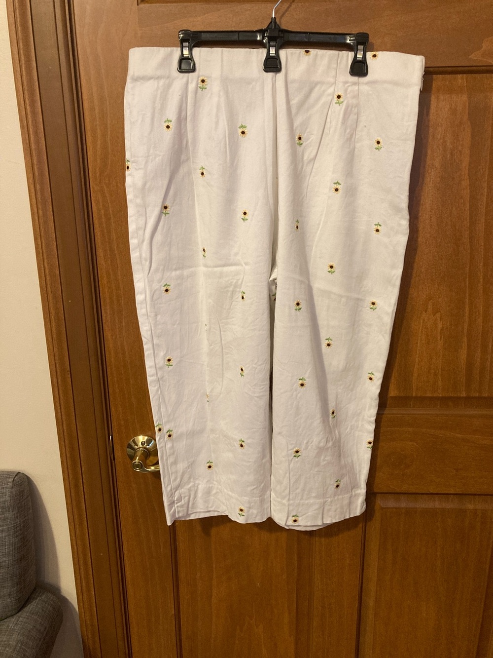 White Embroidered Sunflower Women’s Shorts